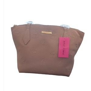 BETSEY JOHNSON GREER FLORAL TRIPLE COMPARTMENT TOTE BAG PURSE PETAL ROSE NEW